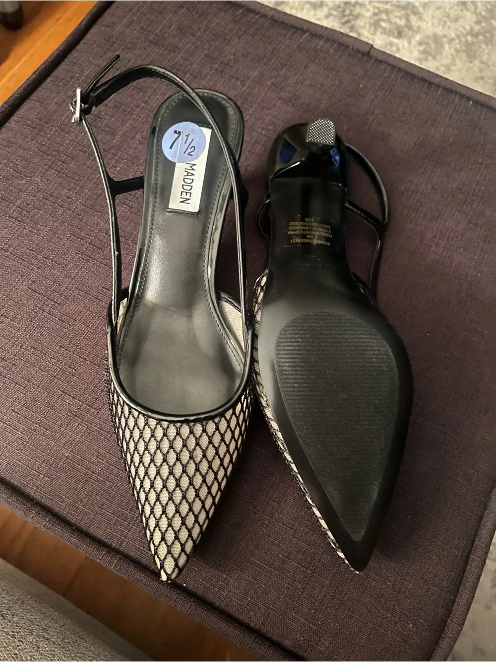 Steve Madden Mesh Kitten Heel Slingbacks